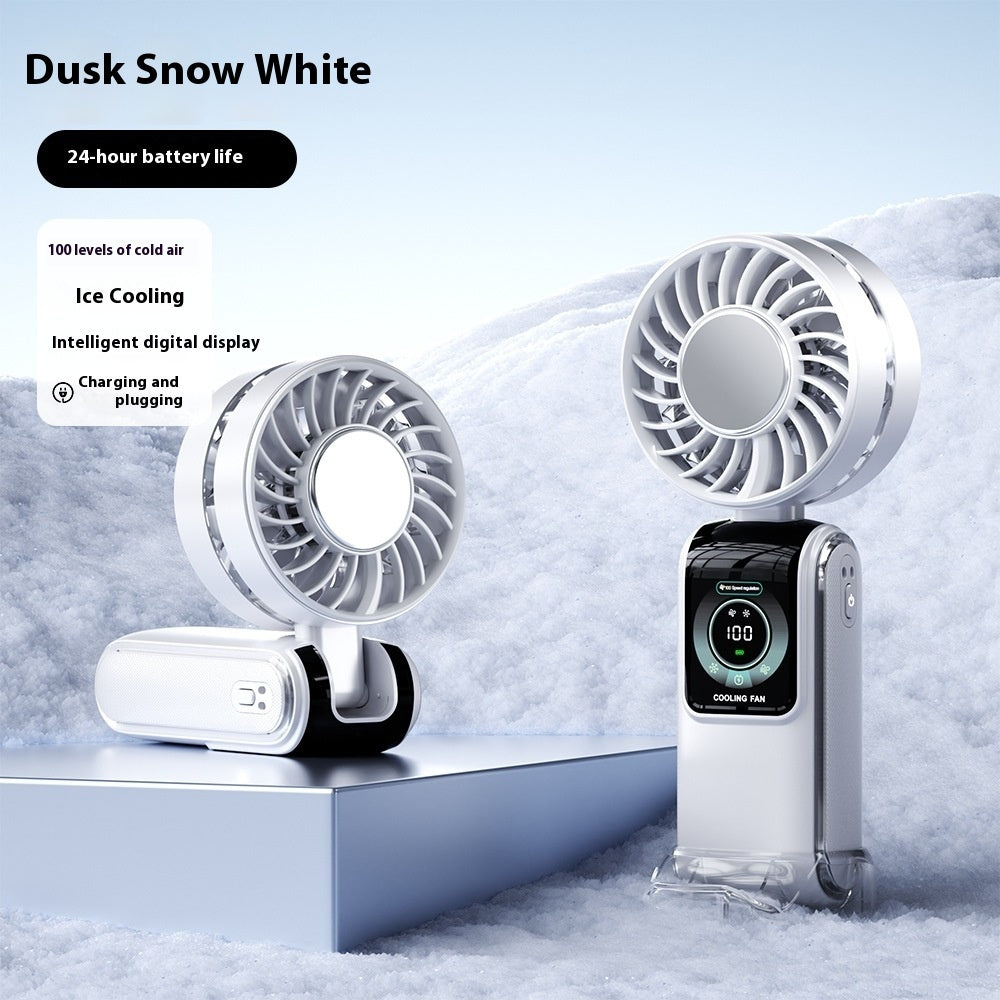 Creative Digital Display Refrigeration Ice Compress Turbine High-speed Handheld Fan
