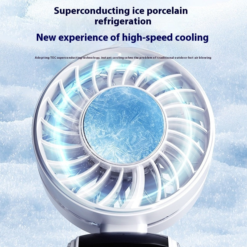 Creative Digital Display Refrigeration Ice Compress Turbine High-speed Handheld Fan