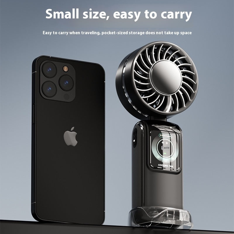 Creative Digital Display Refrigeration Ice Compress Turbine High-speed Handheld Fan