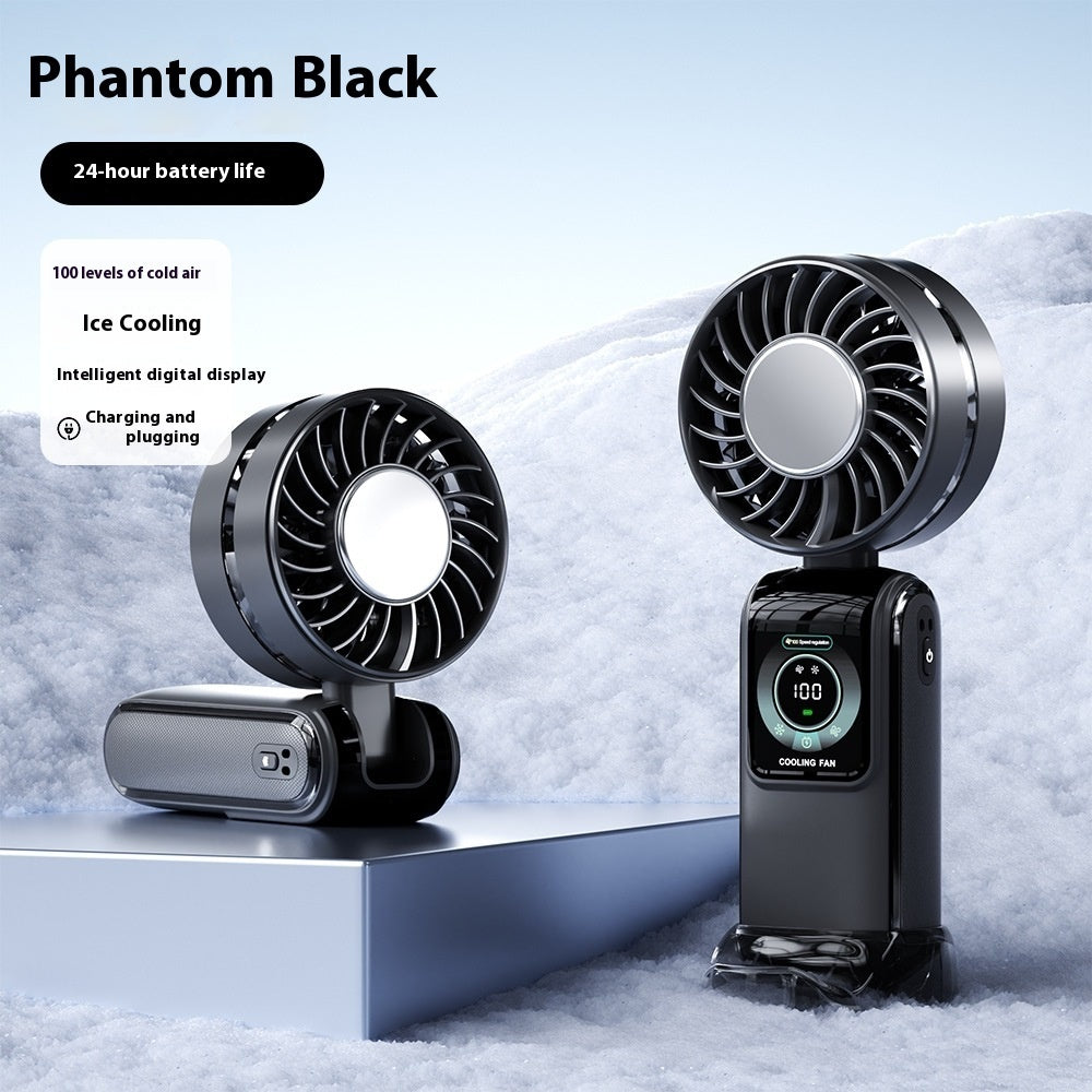 Creative Digital Display Refrigeration Ice Compress Turbine High-speed Handheld Fan
